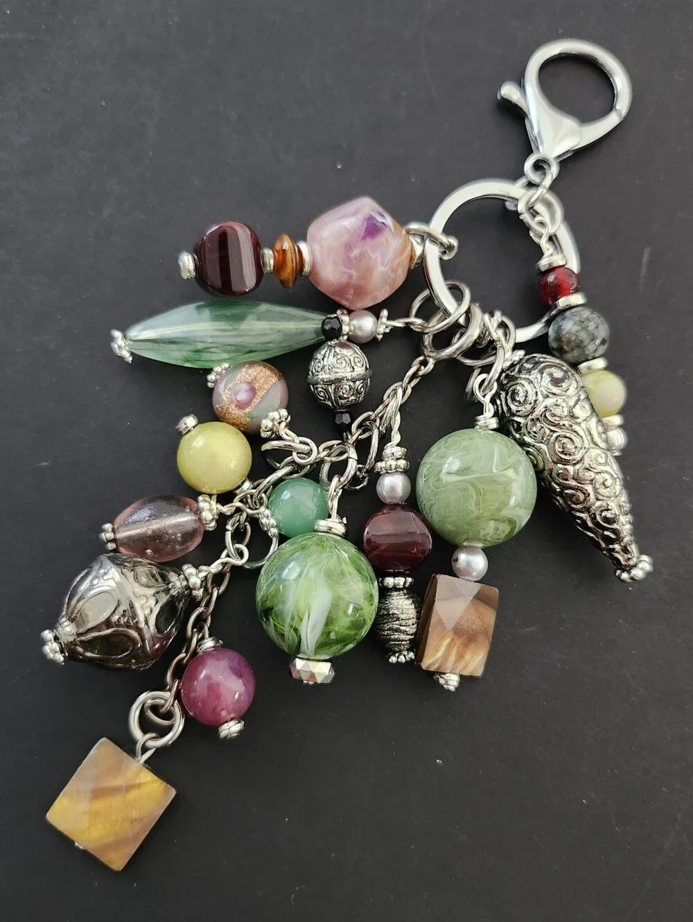 Upcycled MICHE Purse or Bag Charm Mixture of Stone Metal Lucite Handcrafted